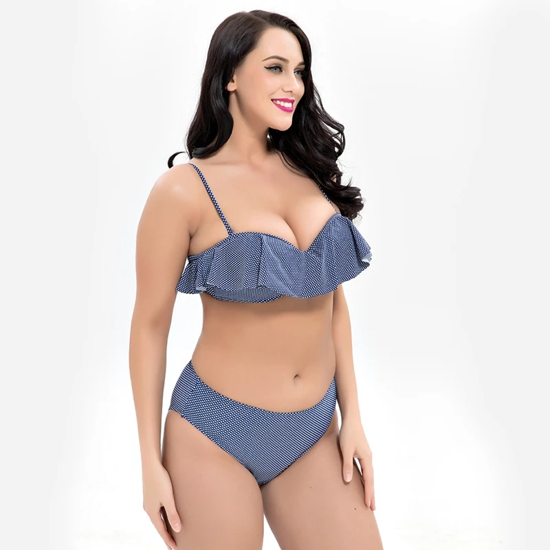 plus size 6XL Brazilian Bikini set 2019 Swimwear Female Ruffle Large cup swimsuit push up Bikinis Retro Bathing suits | Женская одежда