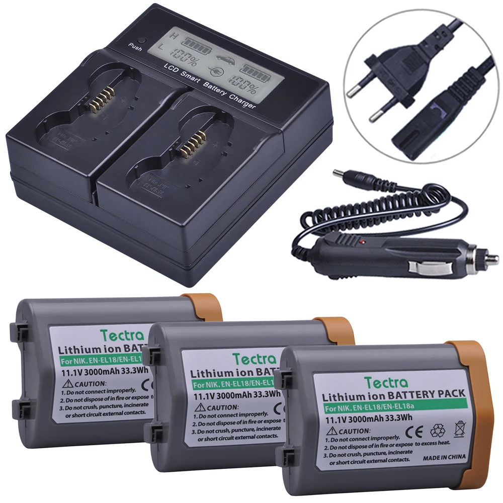 Аккумулятор ENEL18 ENEL18a для Nikon D4 D4S D5 3 шт. 3000 мА · ч камеры MH26a ЖК дисплей двойное