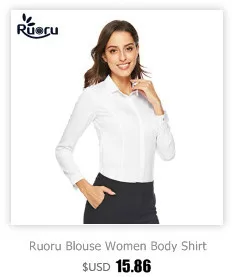 Ruoru боди рубашка женские блузки Blusas Blusa Повседневная блузка Рубашки белые синие Топы с длинным рукавом боди Одежда офисные рубашки
