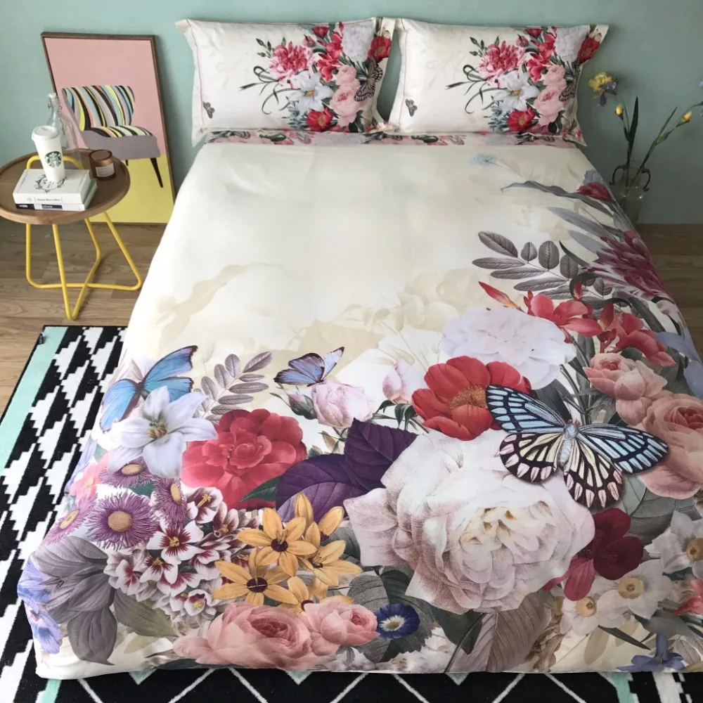 Роскошный набор постельного белья из шелка и тенселя 4 предмета пододеяльник с