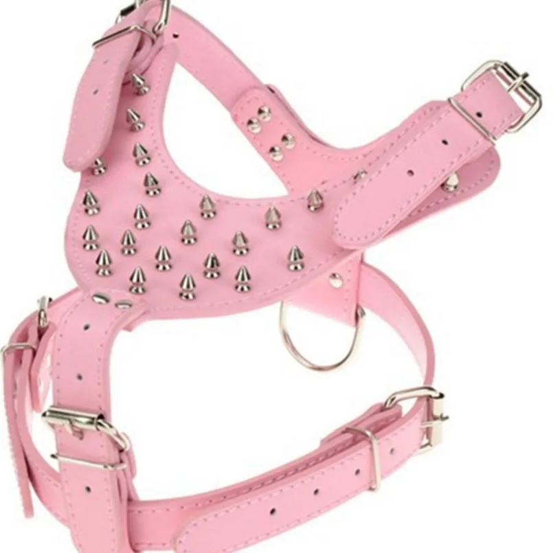 Rivets Spiked Dog Harness PU Leather Studded Adjustable for Medium Large Breed Dogs Pet Chest Collar Products | Дом и сад