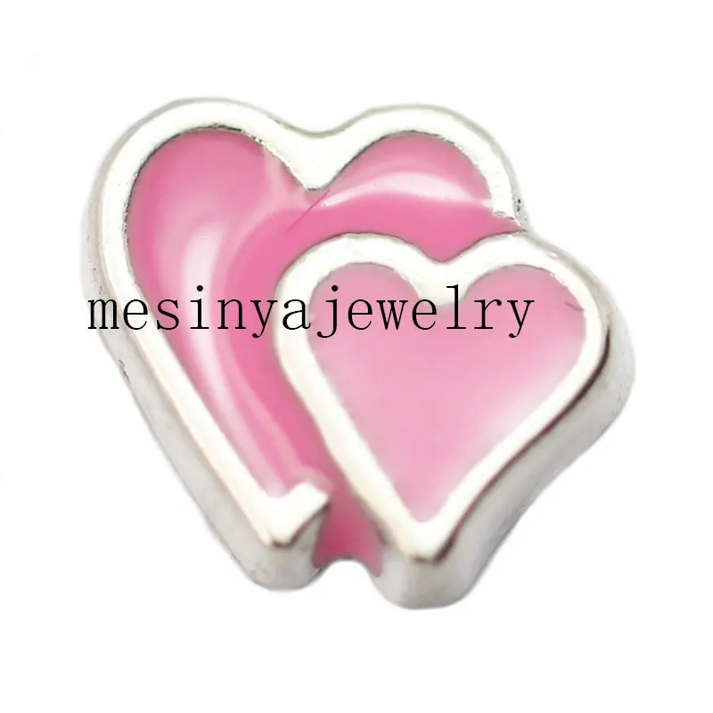

10pcs Love Pink Love Heart Custom Floating Charms For Glass Locket