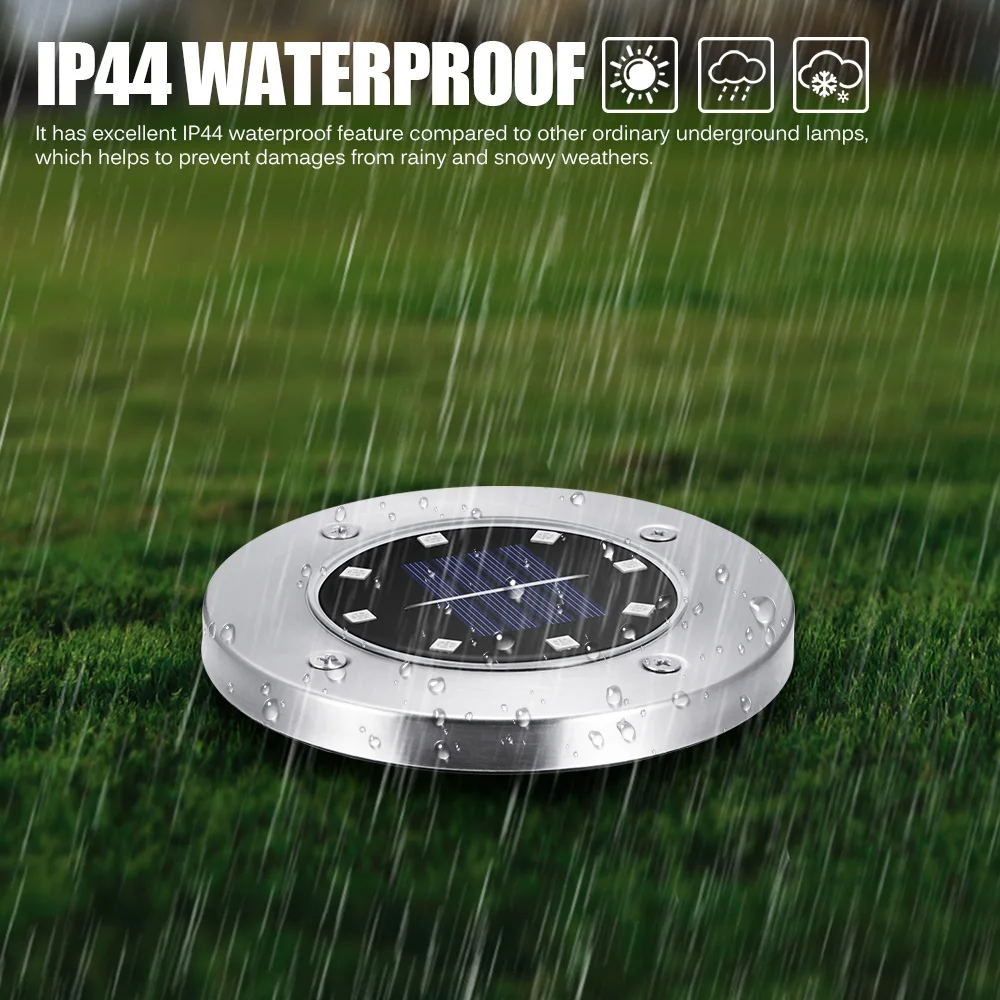 4 шт. RGB Солнечная наземная светильник Водонепроницаемый садовая дорожка палуба s