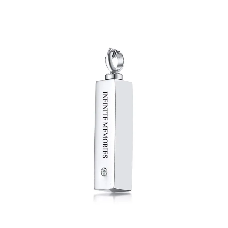 silver pendant Бесконечные воспоминания черный Бар CZ пепел подвеска урна ожерелье для мужчин и женщин нержавеющая сталь зола после кремации ювелирные изделия гравировка - Окраска металла: silver pendant