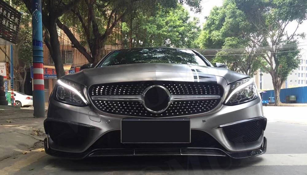 Передний бампер из углеродного волокна класса C спойлер для Mercedes Benz W205 спортивный