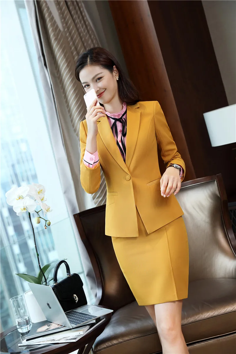 Женский костюм блейзер с юбкой и жакетом Осень зима 2018|Костюмы юбкой| |