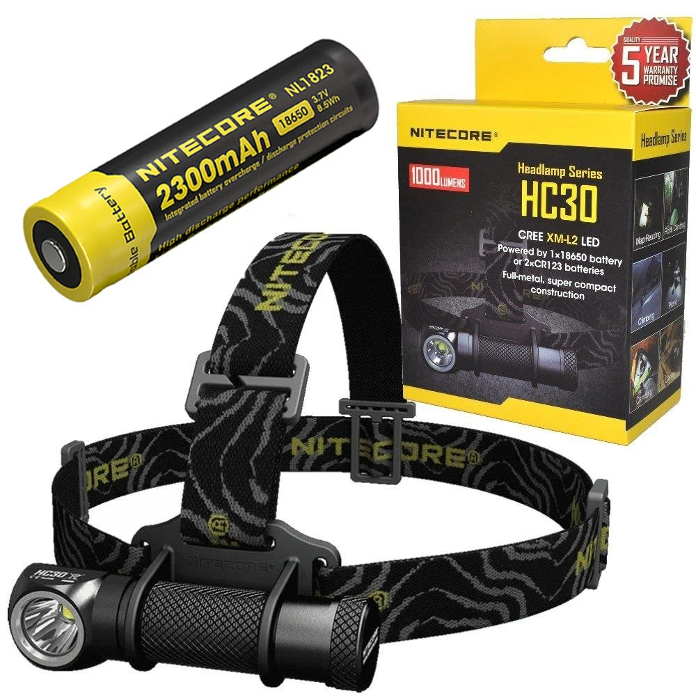 NITECORE HC30 HC30W налобный фонарь CREE XM-L2 U2 1000LM водонепроницаемый фонарик Фонарь с 18650 2300 мА/ч, Перезаряжаемые Батарея
