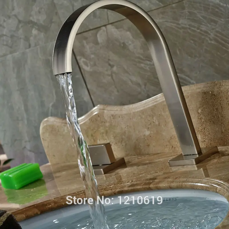 Новый никелевый матовый смеситель для раковины Uythner с тремя отверстиями