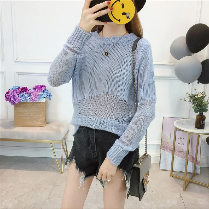 Женский свитер весна-осень 2019 женский новый Тонкий мохеровый Свободный пуловер