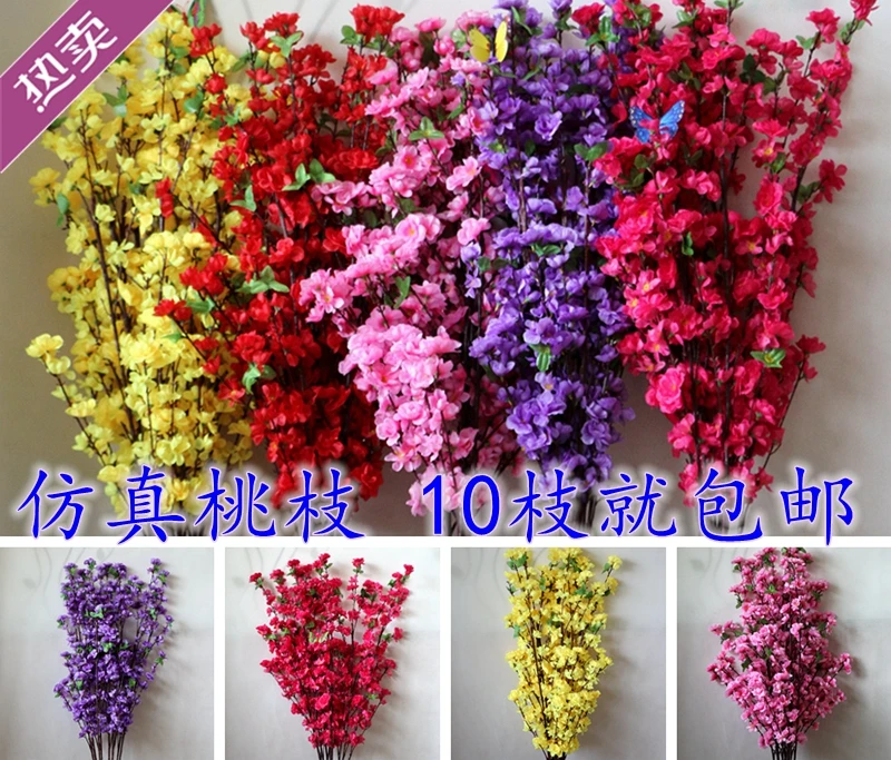65cm 5pcs Plum Cherry Blossoms Artificial Silk Flower Flores Sakura Tree Branches Home Table Living Room Decor DIY Wedding Decor