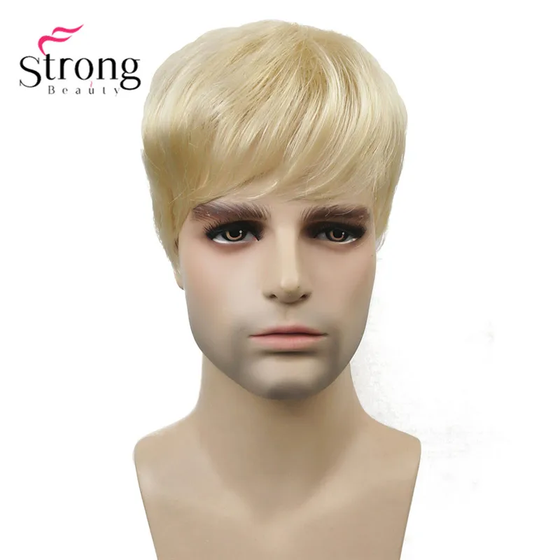 613 Blonde StrongBeauty Мужская парика-накладка синтетические волосы короткие волосы для наращивания волос - Цвет: 613 Blonde