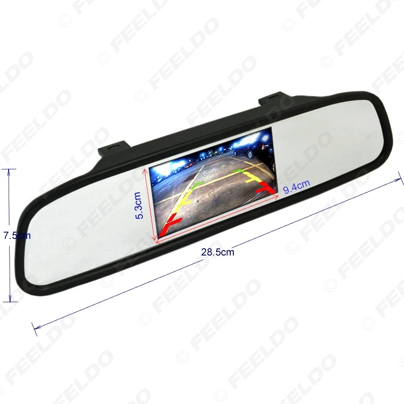 FEELDO 4 3 &quotLCD TFT зеркало заднего вида монитор с парковочная резервная камера видео