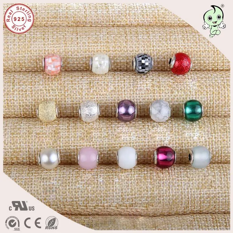 

DIY High Quality Fashion Shinning Colorful Murano Small Hole 925 Real Silver Murano Charm Fitting for Essence Charm Bracelet