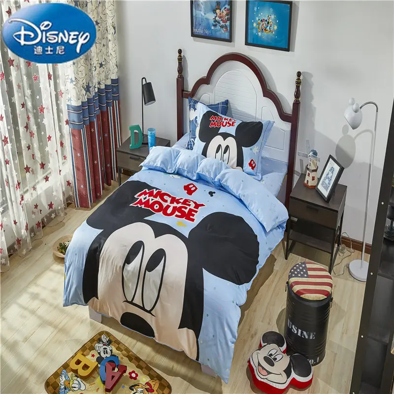 Disney Аутентичные Микки Маус HD 3D печать постельных принадлежностей 4 шт Дань шелк