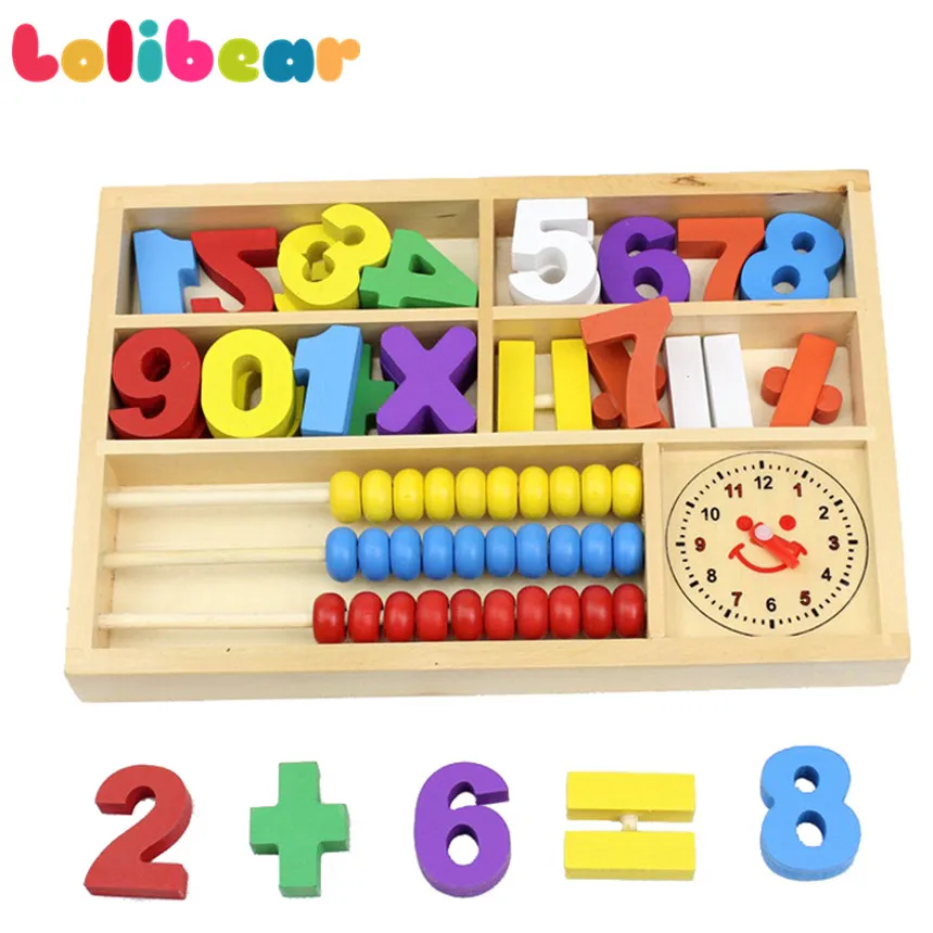 Монтессори Деревянные математические игрушки Цифровой Абак красочные бусины