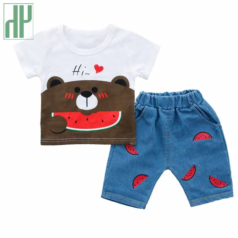 Детская летняя одежда Топ Пляжная футболка + джинсовые шорты эксклюзивная для