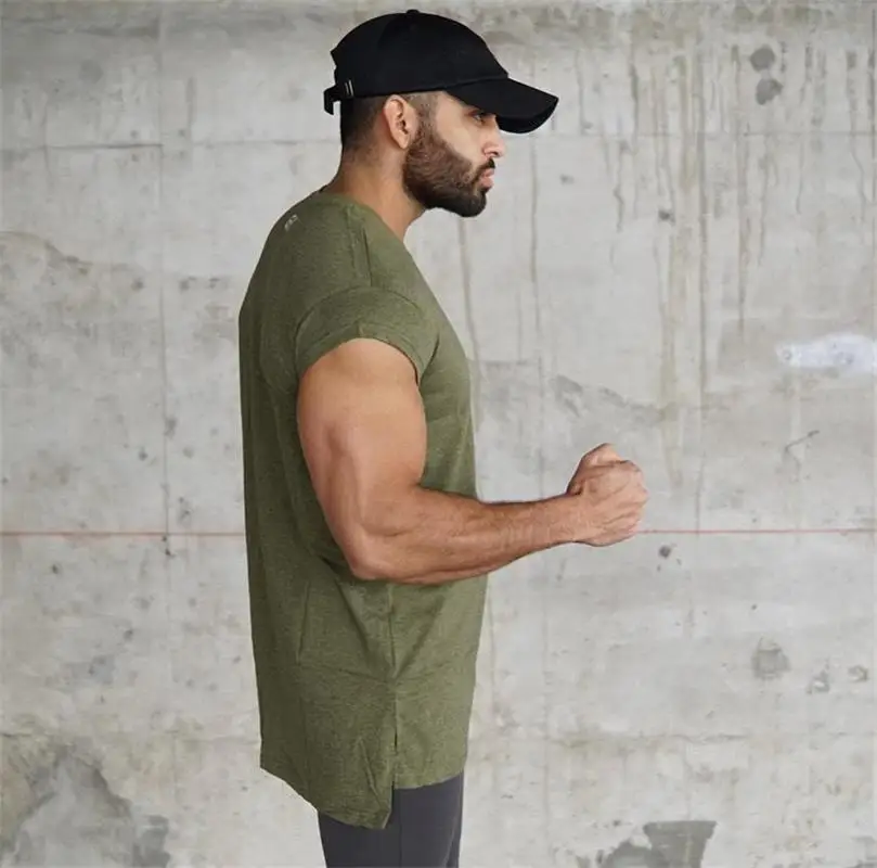 Мужские Футболка с коротким рукавом Slim Fit повседневное Блузка Топы летние костюмы Мышцы Тройник