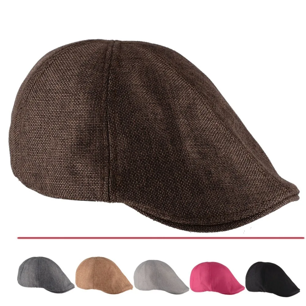 Мужская и женская модная кепка льняная однотонная Кепка Gorras Planas Boina на плоской