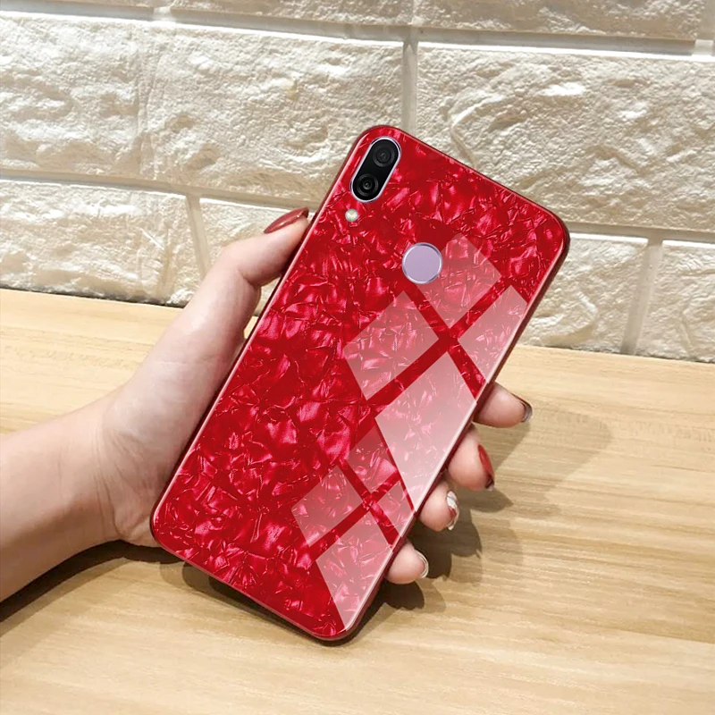 Чехол для Huawei Honor Play Bling задняя крышка из закаленного стекла защитный чехол ТПУ с