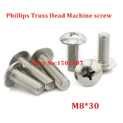 

50pcs M8*30 Phillips Truss Head Machine Screw SUS304 stainless steel TM Screws