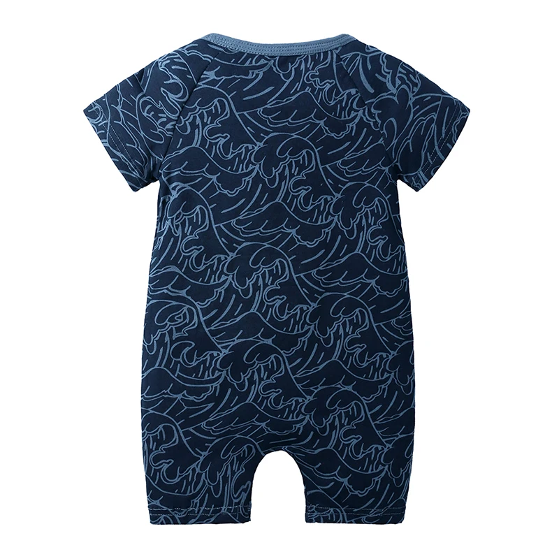 Летняя одежда для маленьких мальчиков комбинезон на молнии с короткими рукавами