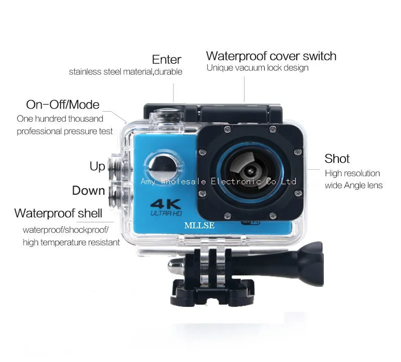 4K MLLSE go pro hero Спортивная экшн-камера 2,0 lcd 30M Водонепроницаемая 4K WiFi go pro Спортивная камера Экстремальный Дайвинг шлем