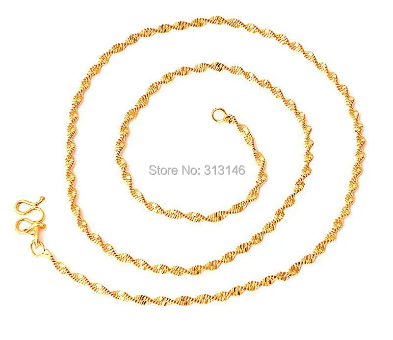 Оптовая продажа 2 мм Желтое покрытие модные ювелирные изделия женские мужские