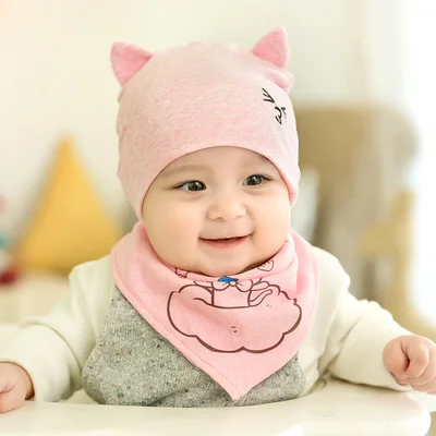1688MZ02pink Лидер продаж унисекс Детский головной убор+ повязка, комплект из Кепки из хлопка для детей от 0 до 6 месяцев с милыми рисунками животных для новорожденных Подставки для фотографий новорожденных аксессуары для малышей - Цвет: 1688MZ02pink
