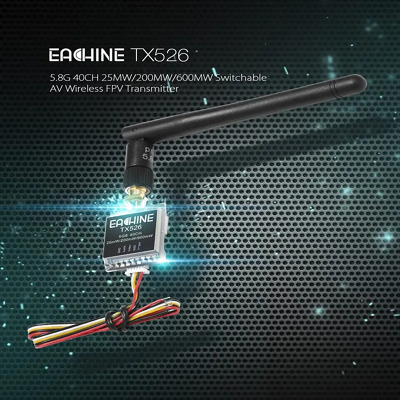 Eachine TX526 5,8G 40CH 25 МВт/200 мВт/600 мВт переключаемый AV беспроводной FPV передатчик RP-SMA женский для FPV мультикоптера