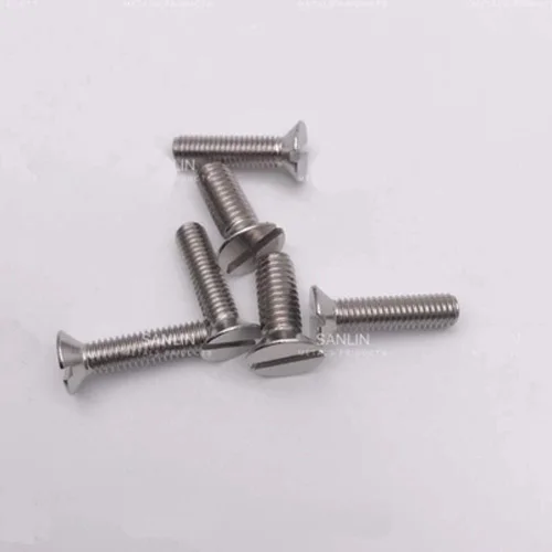 10pcs M4 Flat head Slotted Mechanical screw Brass nickel plated screws one line socket Countersunk bolt 6mm-30mm Length | Обустройство