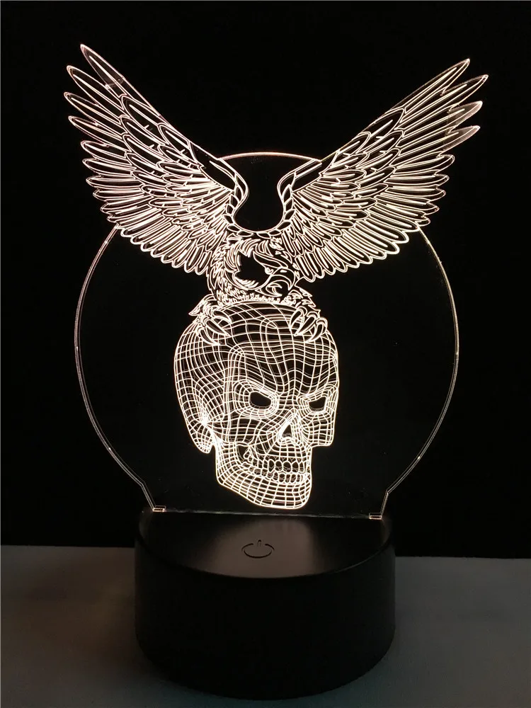 GAOPIN Хэллоуин орел в форме черепа 3D Lamplight светодиодный USB Ночная Атмосфера свет многоцветный сенсорный или удаленный Luminaria пеленальный столик лампа