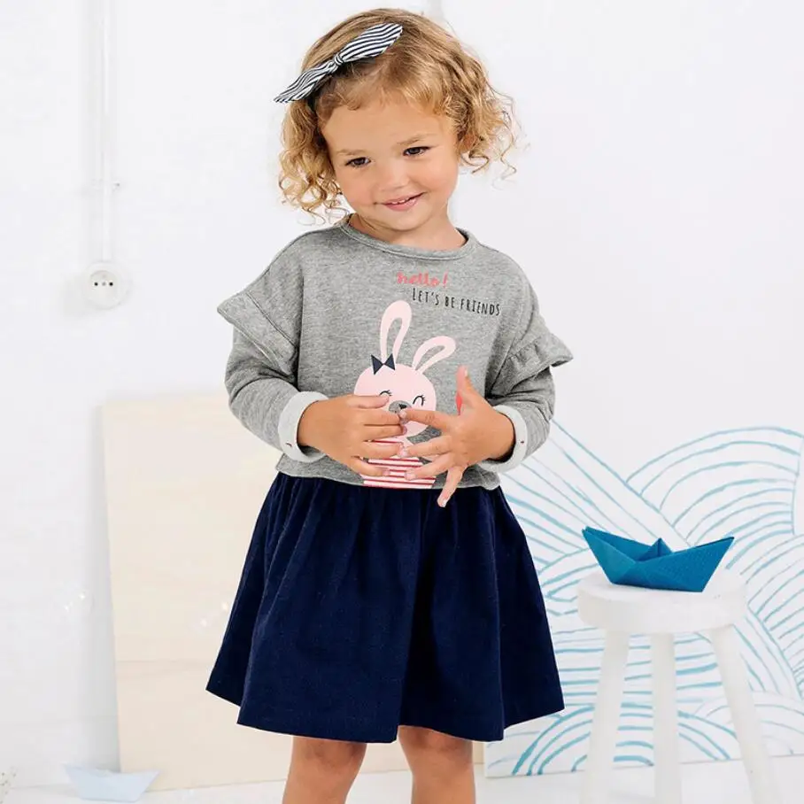 Little maven/детская брендовая одежда; осень г.; Новое поступление; Одежда для маленьких девочек; хлопковые платья с принтом кролика для девочек; S0369