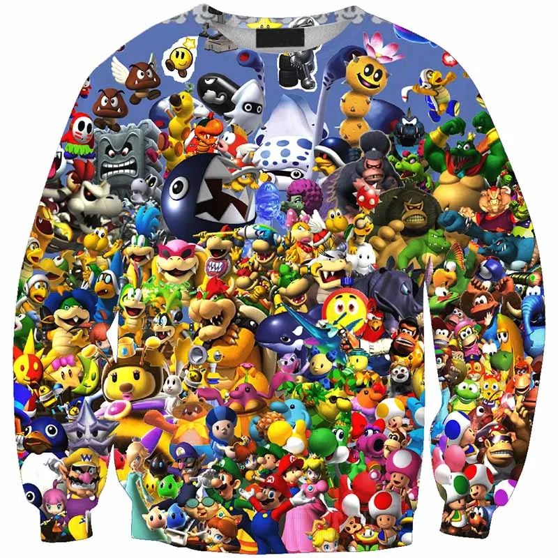 Cloudstyle модные 3D Аниме толстовки для мужчин Супер Марио косплей одежда 3D мультфильм печати длинный рукав Пуловеры Топы - Цвет: Золотой