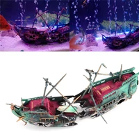 sunk wreck ship aquarium artificial decoration fish tank air split destroyer boat wreck decoration used with air oxygen pump