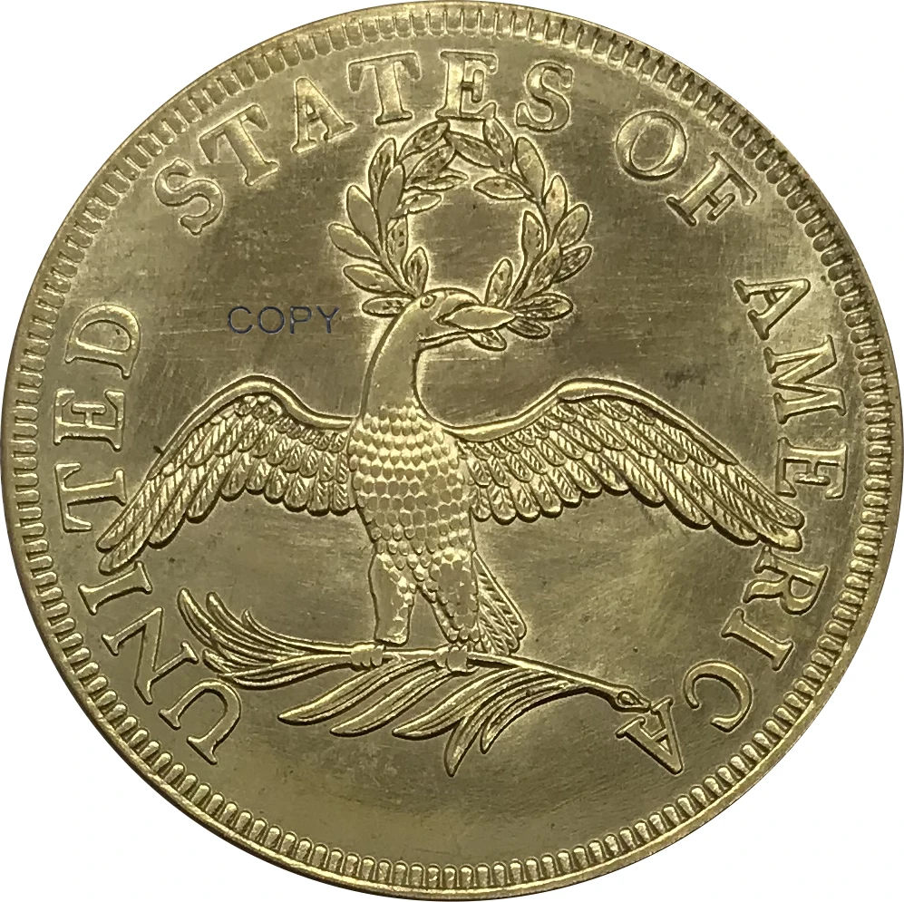 1796 США 10 долларов Liberty Cap маленький Орел Золотая монета латунная Коллекционная