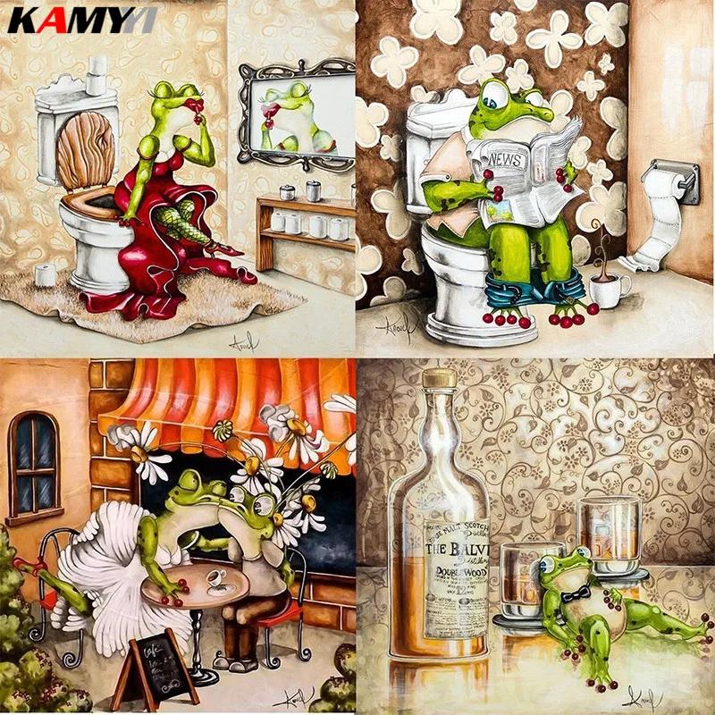 Алмазная вышивка мультфильм полная квадратная Алмазная мозаика Туалет лягушка Изображение украшения для дом из горного хрусталя DIY завод XY1