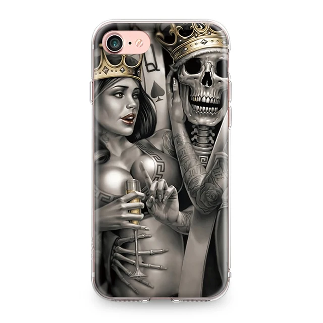 7604 Для Iphone 4, 4S, 5, 5S, SE, 6, 6 S, 7, 8 Plus, X, XR, XS Max, TPU, мягкая задняя крышка, крутой, персональный, уличный, с рисунком черепа, силиконовый чехол для телефона - Цвет: 7604