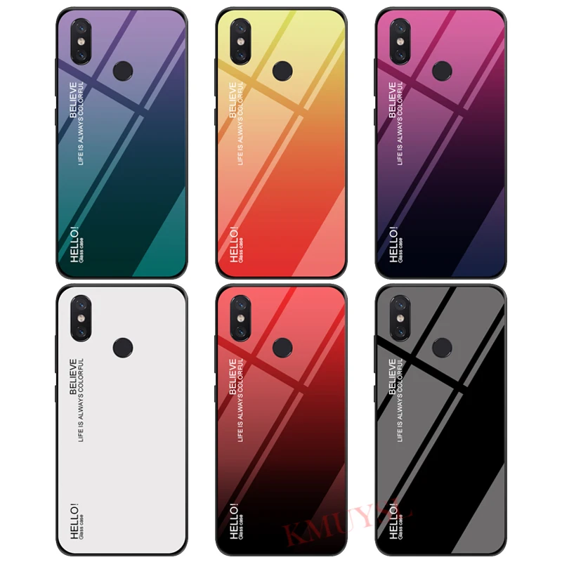 Цветной градиентный чехол из закаленного стекла для Xiaomi Mi 8 Lite A2 A1 5X 6X Max 3 на Redmi 6A 5 Plus S2 Note 5 6 Pro 4X чехол Fundas