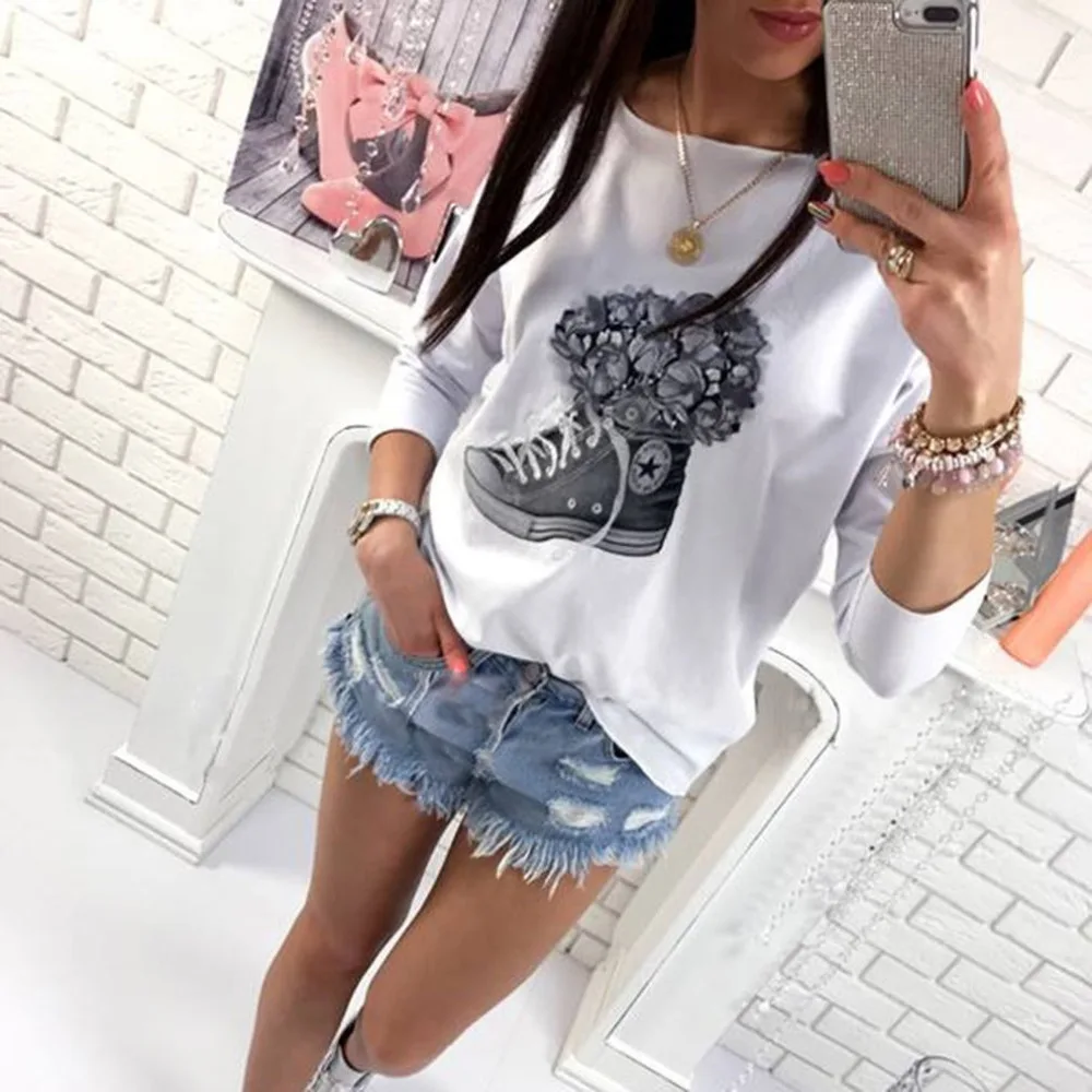 2018 модные повседневные Забавные футболки с цветочным принтом футболка без