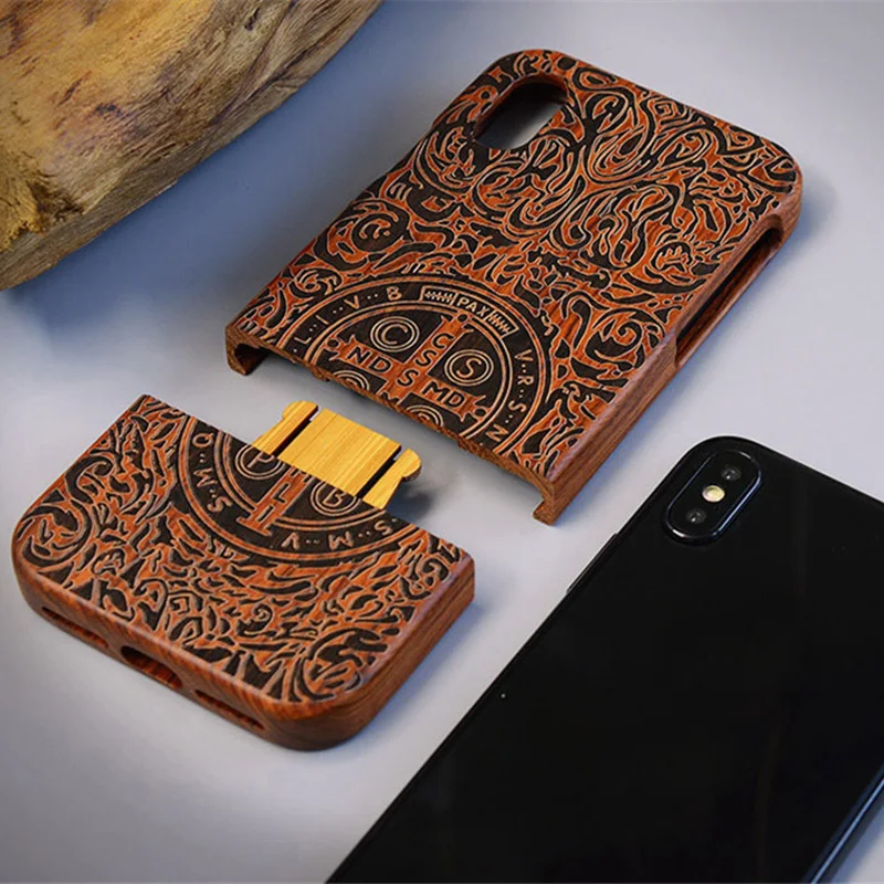 Резной Тигр дракон роскошный деревянный чехол для телефона для Apple iPhone X XS Max XR 5 5S SE 6 6plus 6S 7 8 Plus Полный Деревянный чехол