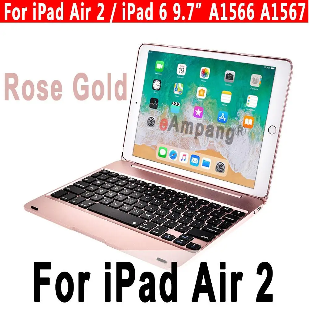 Rose Gold for Air 2 Топ Флип-клавиатура для Apple iPad 9,7 5-го 6-го поколения Bluetooth клавиатура чехол для iPad Air 1 2 5 6 Pro 9,7 чехол - Цвет: Rose Gold for Air 2