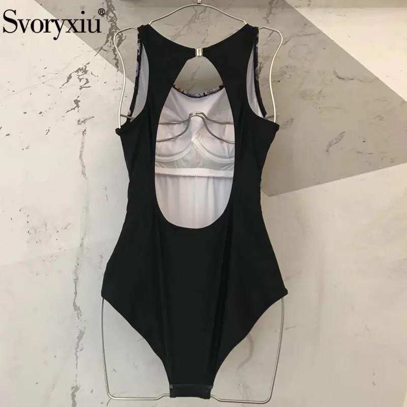 Svoryxiu 2019 летний дизайнерский сексуальный черный бикини боди Женские винтажные