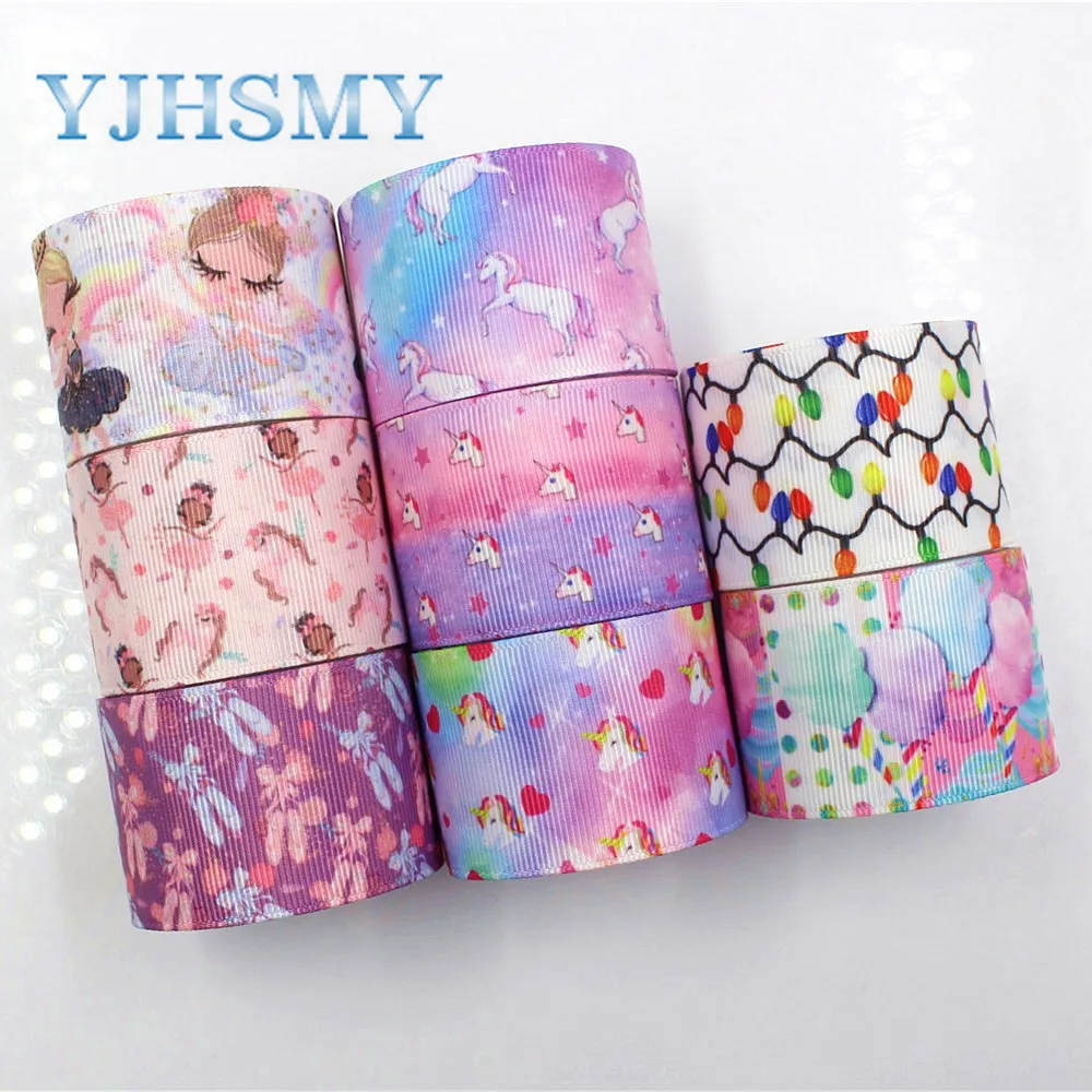 

YJHSMY G-181013-1380,38 мм, 5 ярдов, красочные Мультяшные ленты, термотрансферные печатные корсажные, DIY Одежда, материалы ручной работы