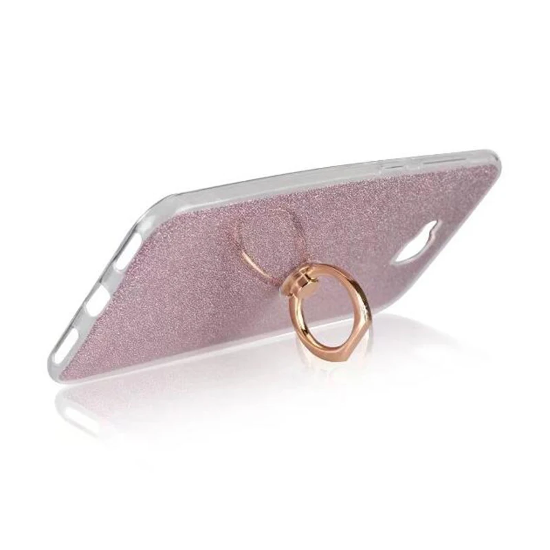 Cover Phone Case For Asus Zenfone 4 Selfie ZD553KL 5.5&quot TPU Gel Silicone Transparent Back Shell Ring Holder Flash Glitter Powder |
