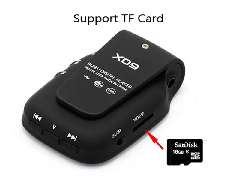 RUIZU X09 Flac бег Hifi Цифровой Спорт Аудио экран Mp 3 бег Мини Клип Музыка Mp3 плеер 4 Гб с наушниками радио FM TF SD