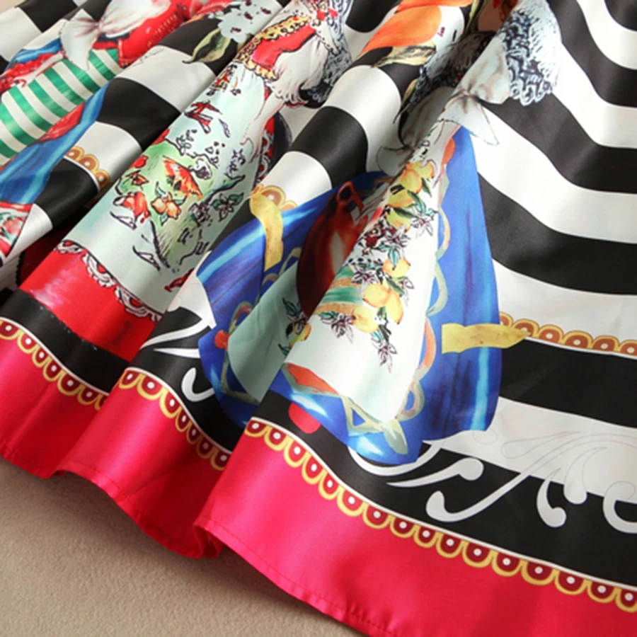 Fashion Vintage Twinsets 2018 Autumn New Long Sleeve Turtleneck Character Tops + Knee-Length Striped Dress | Женская одежда