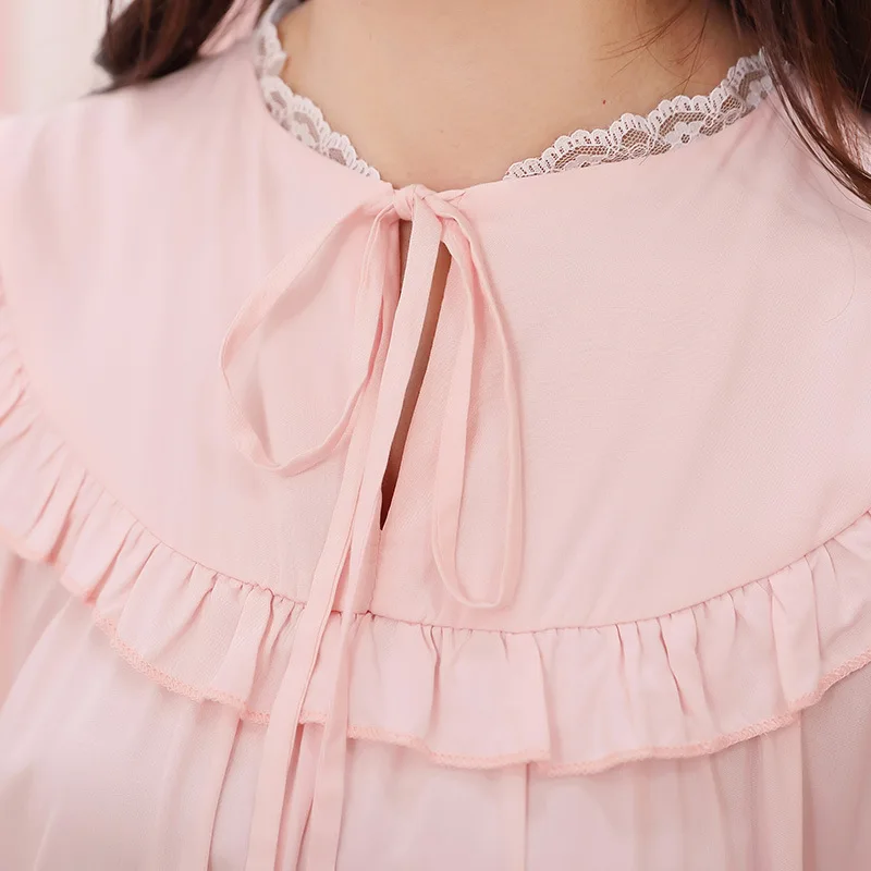 Женское милое платье принцессы дворцового стиля тонкая хлопковая ночная рубашка