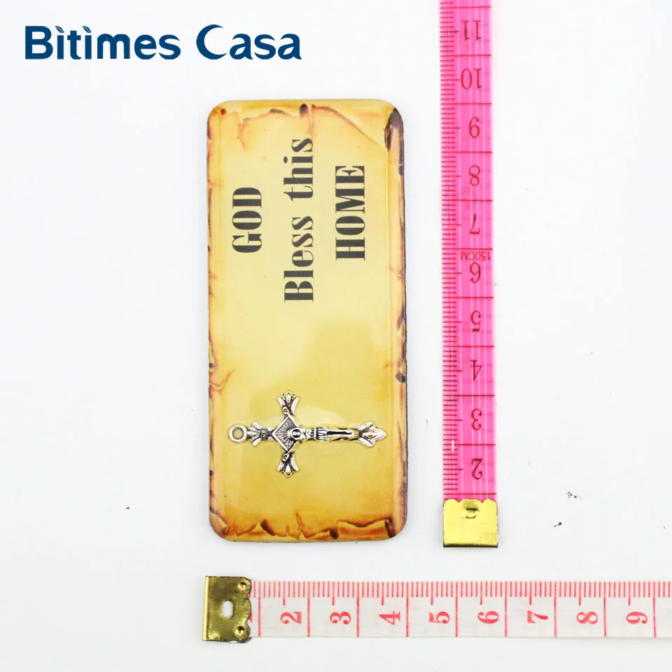 Bitimes 4 шт./лот эпоксидной магниты на холодильник Библии Серебристый Крест магнитный холодильник Стикеры с мудростью слова Aimant