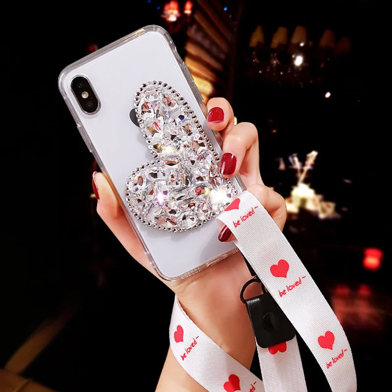 Rheinruby Блестящий Алмазный Стразы любящее сердце чехол для iPhone X XS XR Max 6 6S 7 8 плюс