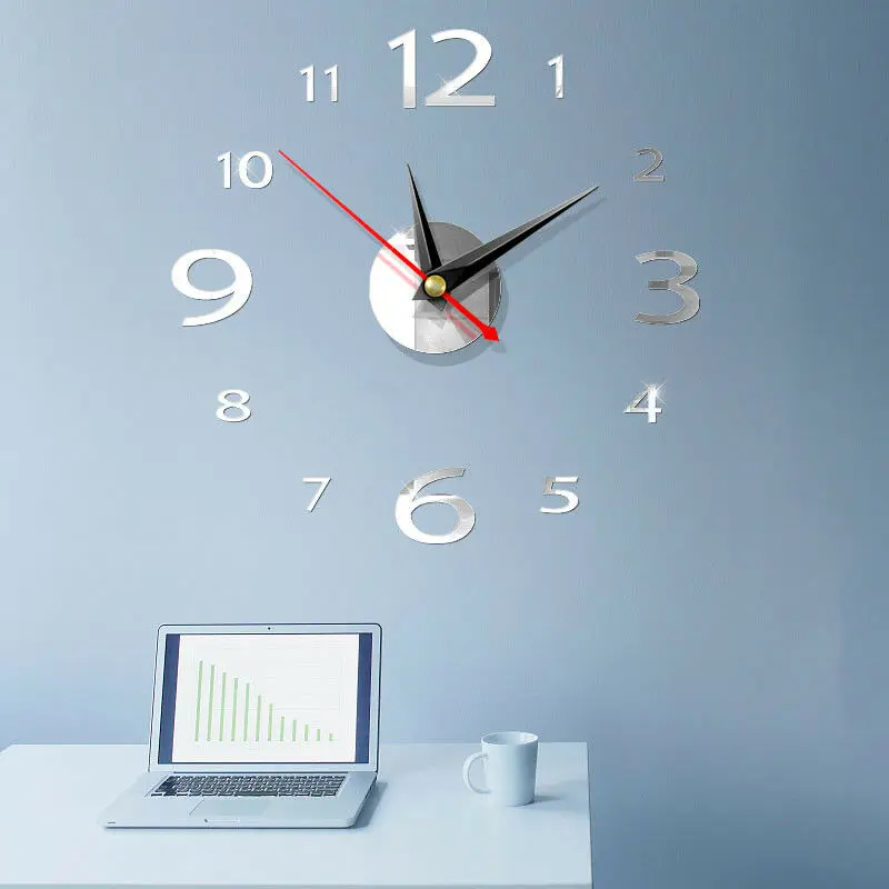 Современные большие настенные 3d часы с зеркальной поверхностью 4 см Настенная